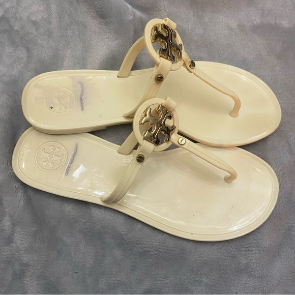 Tory Burch mini miller jelly sandals cream and gold - Picture 4 of 7